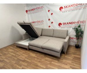 Sofa MARIO SLEEPING (Kairysis kampas, ištraukiamas)(Bežas)(Ekspozicija)